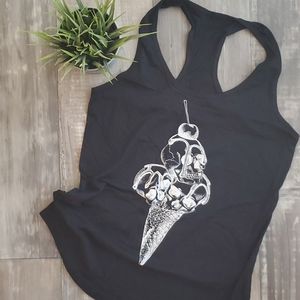 Women's skull ice cream cone racer back tank